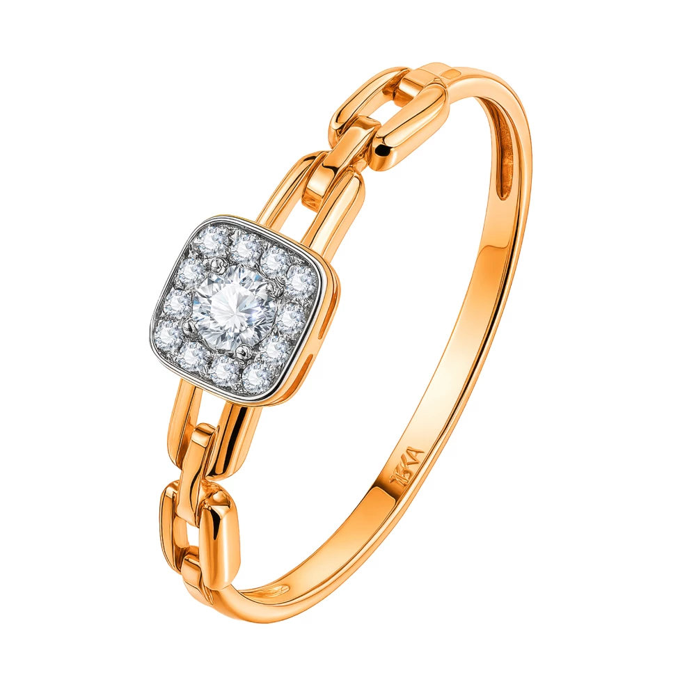 Кольцо с бриллиантами из красного золота 585 пробы