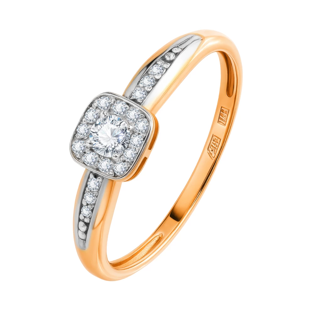 Кольцо с бриллиантами из красного золота 585 пробы