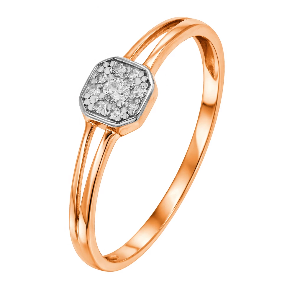 Кольцо с бриллиантами из красного золота 585 пробы