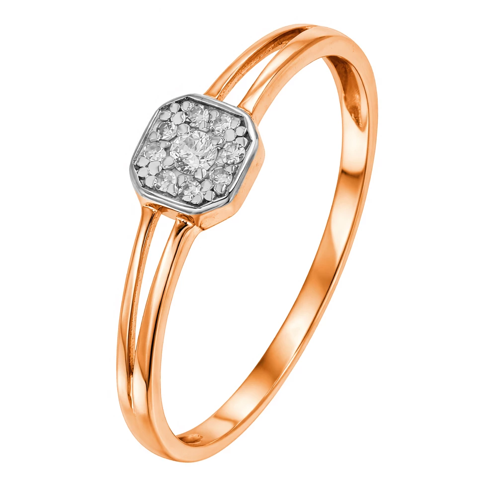 Кольцо с бриллиантами из красного золота 585 пробы
