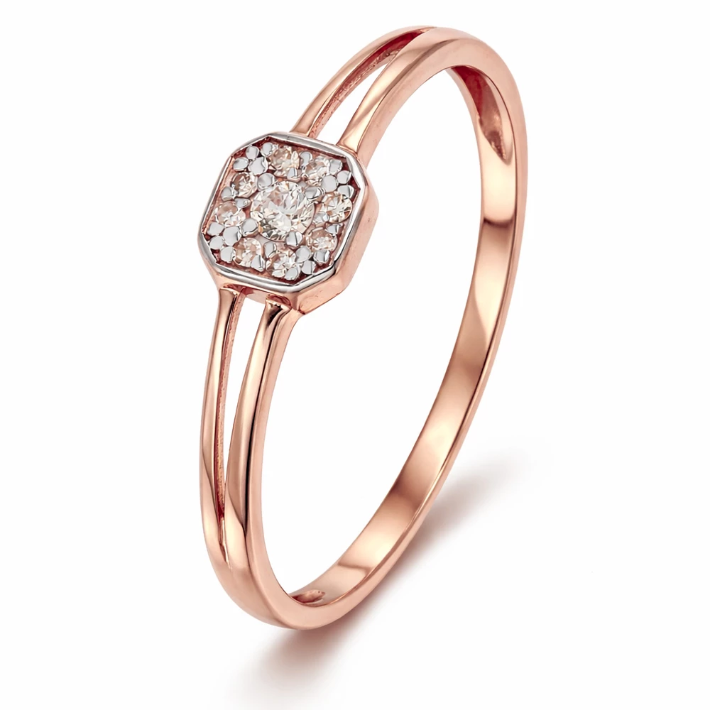 Кольцо с бриллиантами из красного золота 585 пробы