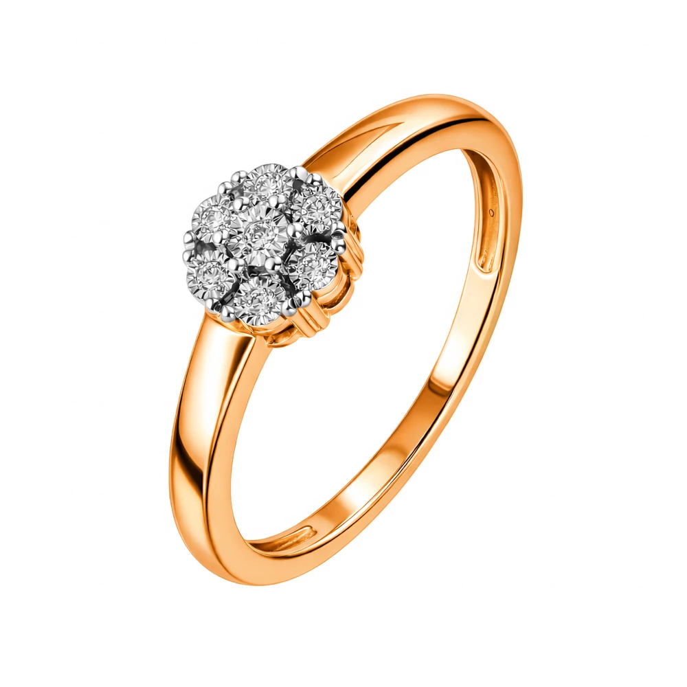 Кольцо с бриллиантами из красного золота 585 пробы