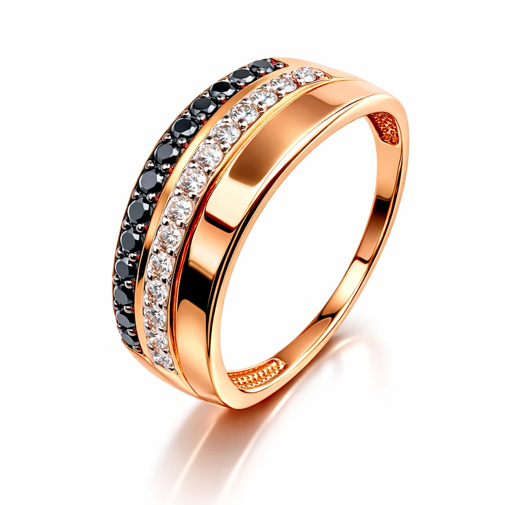 Кольцо с бриллиантами из красного золота 585 пробы