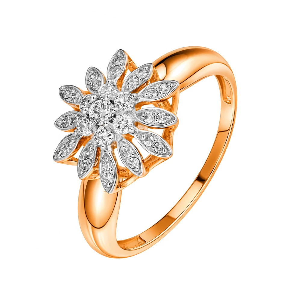 Кольцо с бриллиантами из красного золота 585 пробы