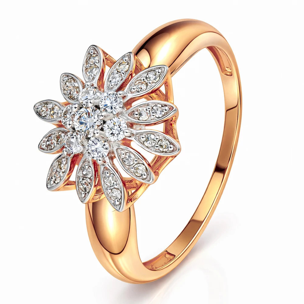 Кольцо с бриллиантами из красного золота 585 пробы