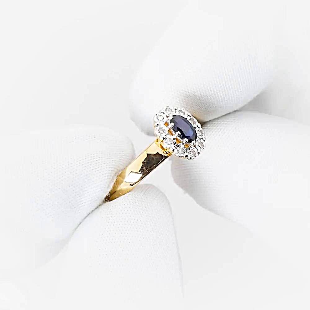 Кольцо с сапфирами и бриллиантами из красного золота 585 пробы