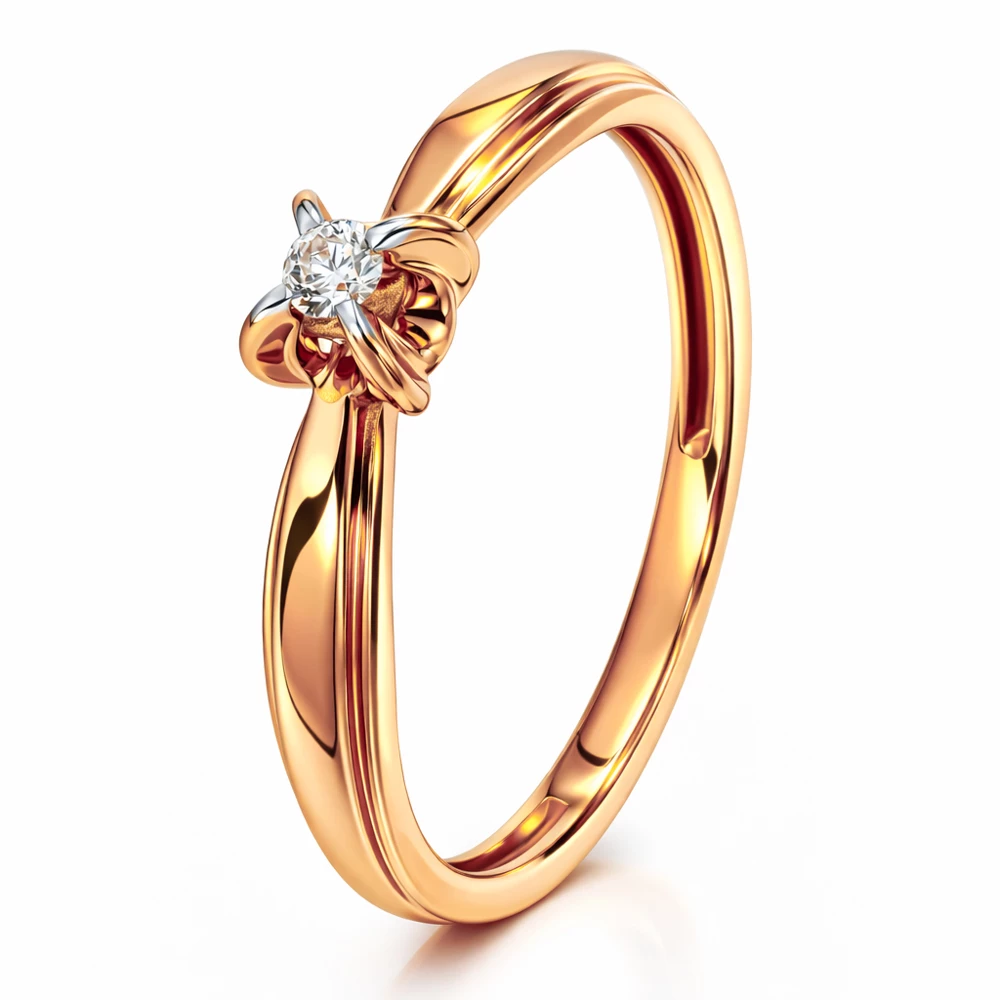 Кольцо с бриллиантом из красного золота 585 пробы