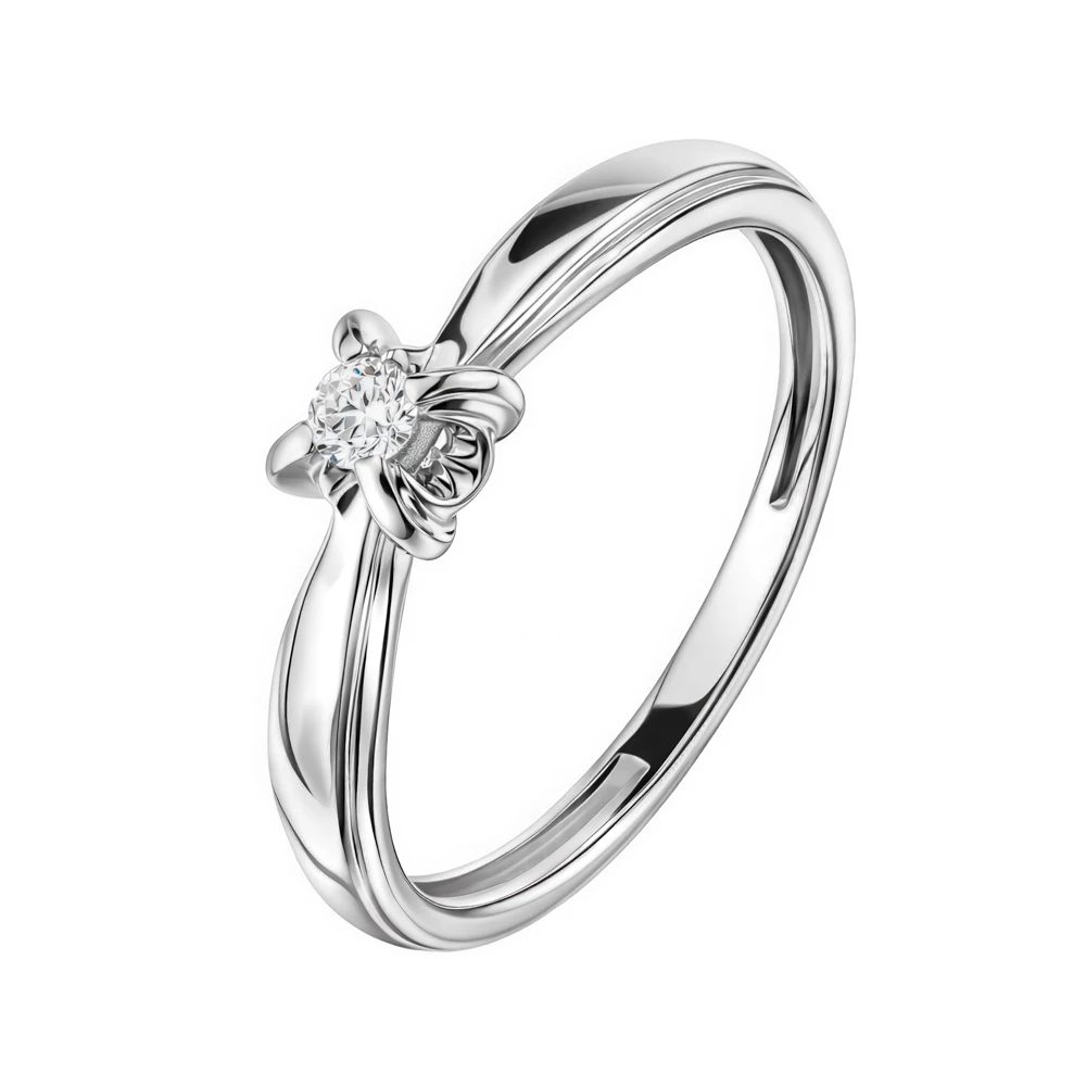 Кольцо с бриллиантом из белого золота 585 пробы