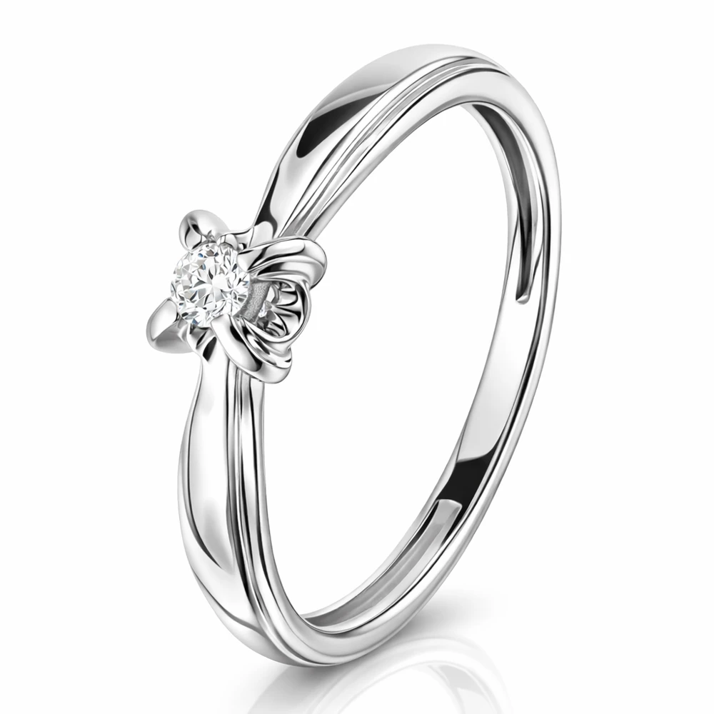 Кольцо с бриллиантом из белого золота 585 пробы