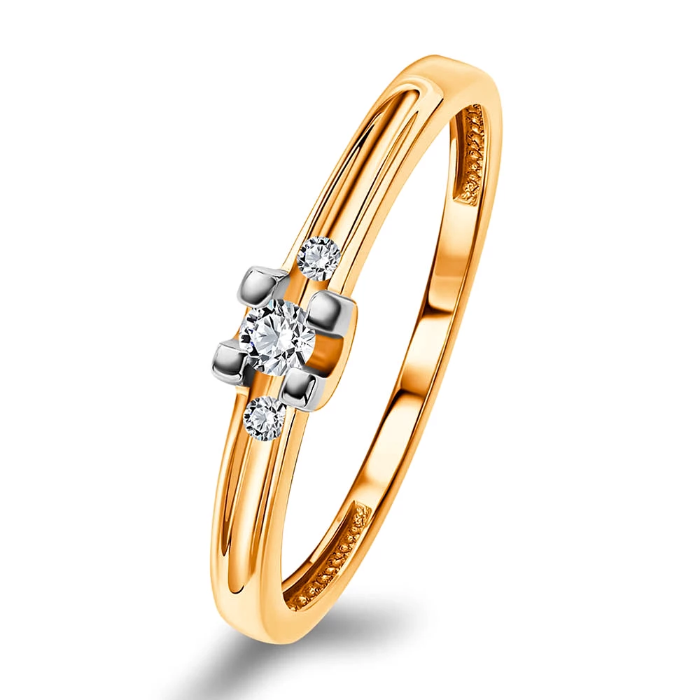 Кольцо с бриллиантами из красного золота 585 пробы