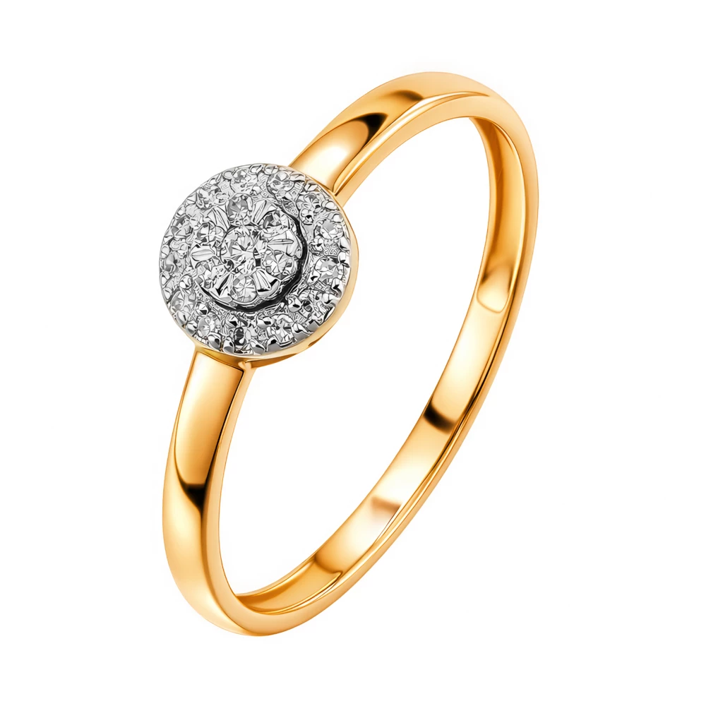 Кольцо с бриллиантами из красного золота 585 пробы