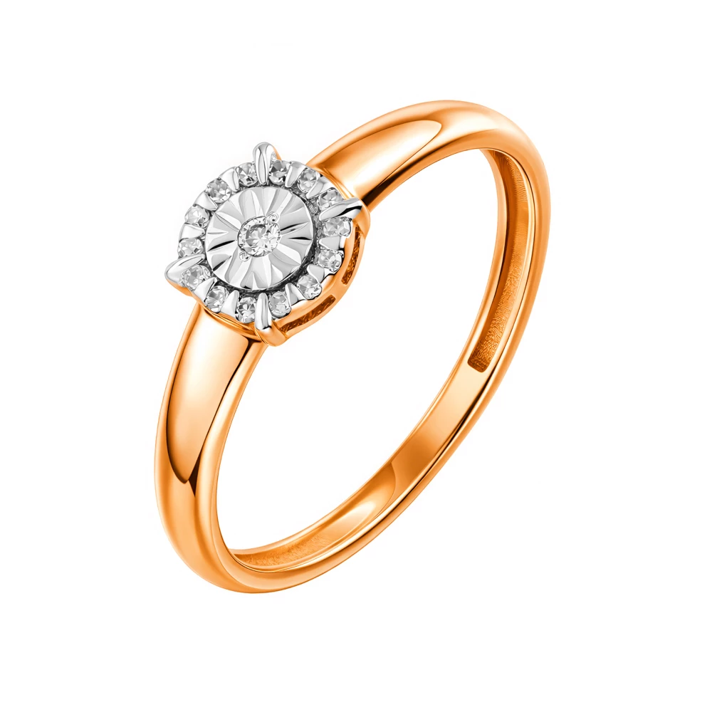 Кольцо с бриллиантами из красного золота 585 пробы