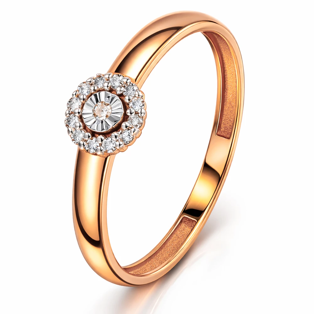 Кольцо с бриллиантами из красного золота 585 пробы