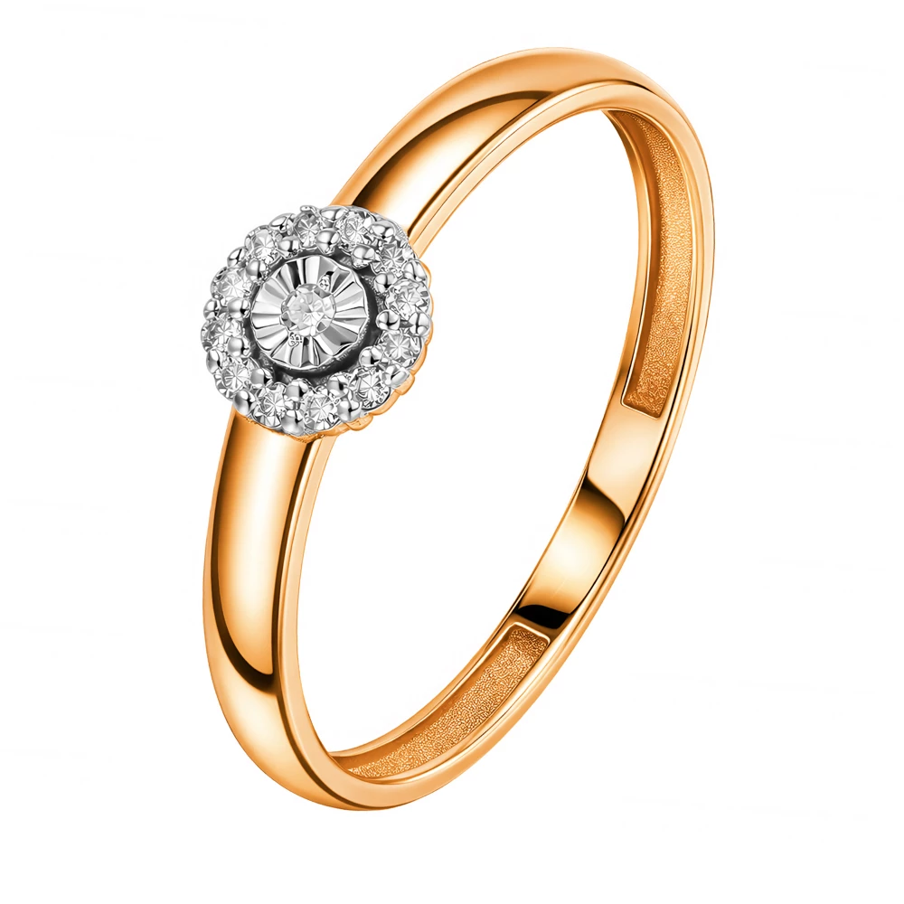 Кольцо с бриллиантами из красного золота 585 пробы