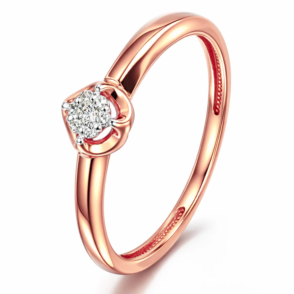 Кольцо с бриллиантами из красного золота 585 пробы