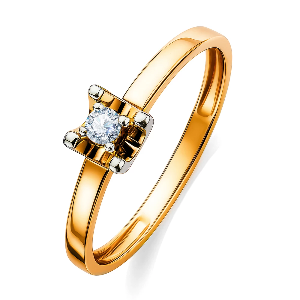 Кольцо с бриллиантом из красного золота 585 пробы