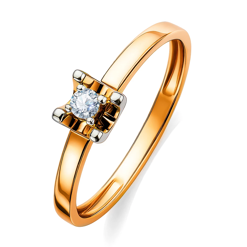 Кольцо с бриллиантом из красного золота 585 пробы