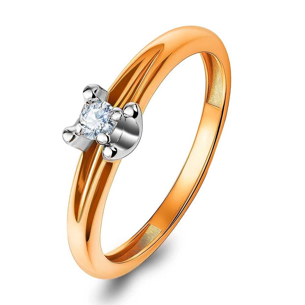 Кольцо с бриллиантом из красного золота 585 пробы Кольцо с бриллиантом из красного золота 585 пробы