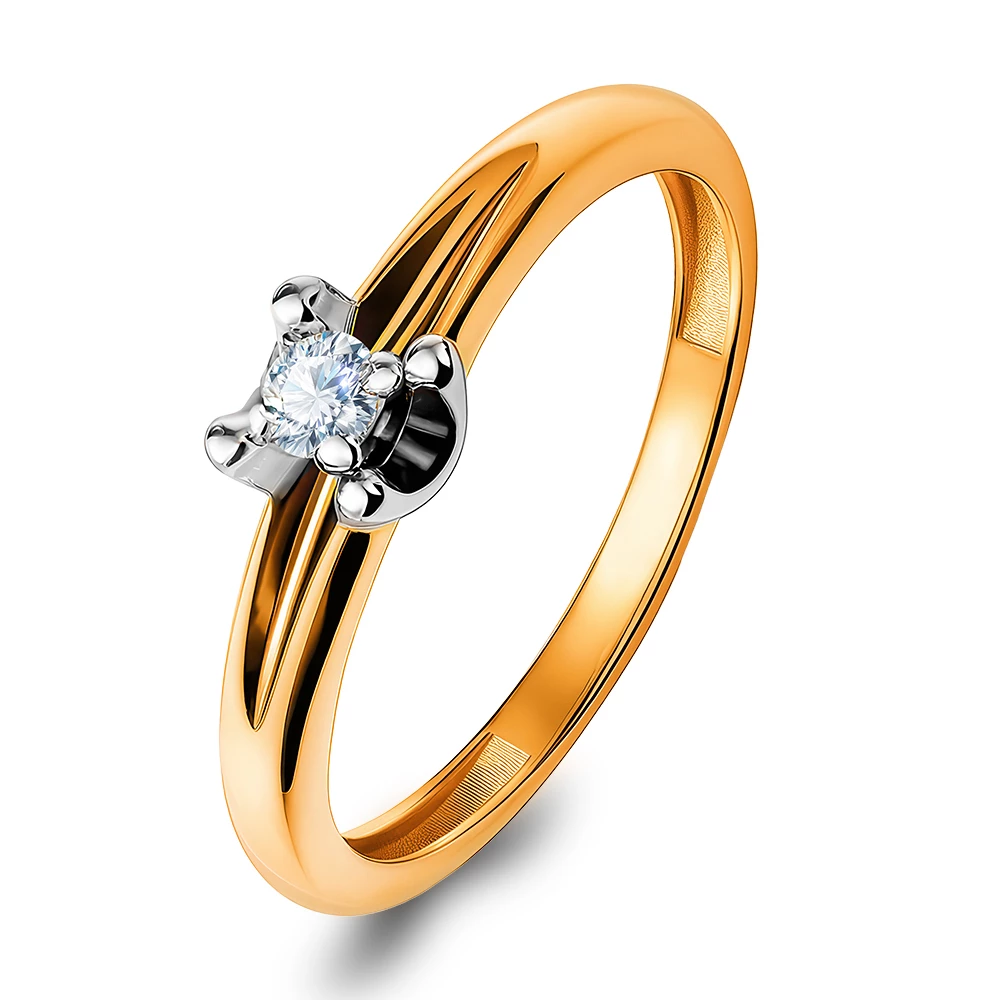 Кольцо с бриллиантом из красного золота 585 пробы