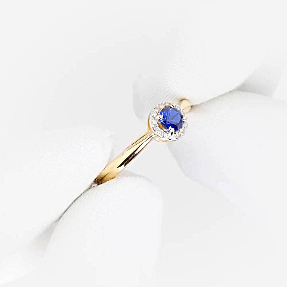 Кольцо с сапфиром синтетическим и бриллиантами из красного золота 585 пробы 1