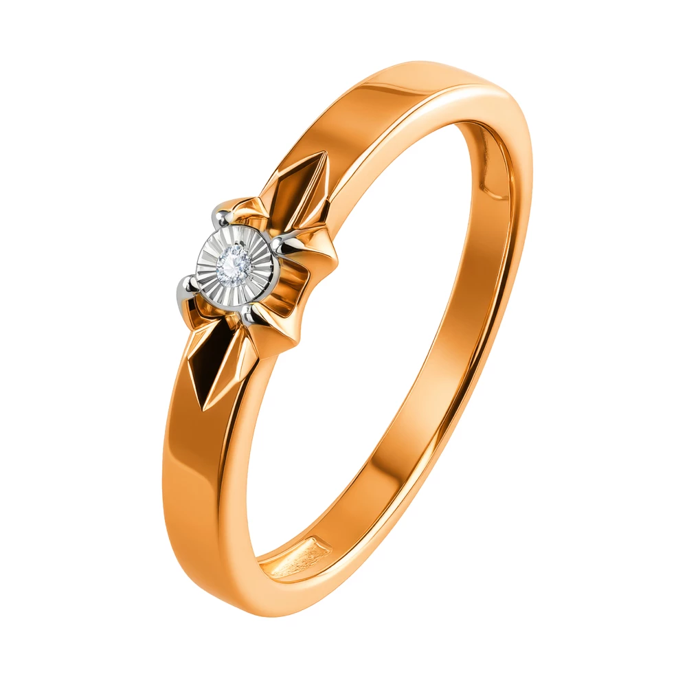 Кольцо с бриллиантом из красного золота 585 пробы