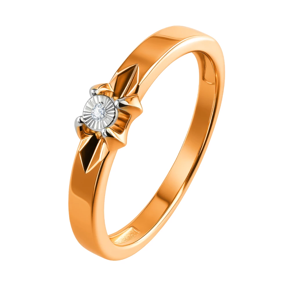 Кольцо с бриллиантом из красного золота 585 пробы Кольцо с бриллиантом из красного золота 585 пробы