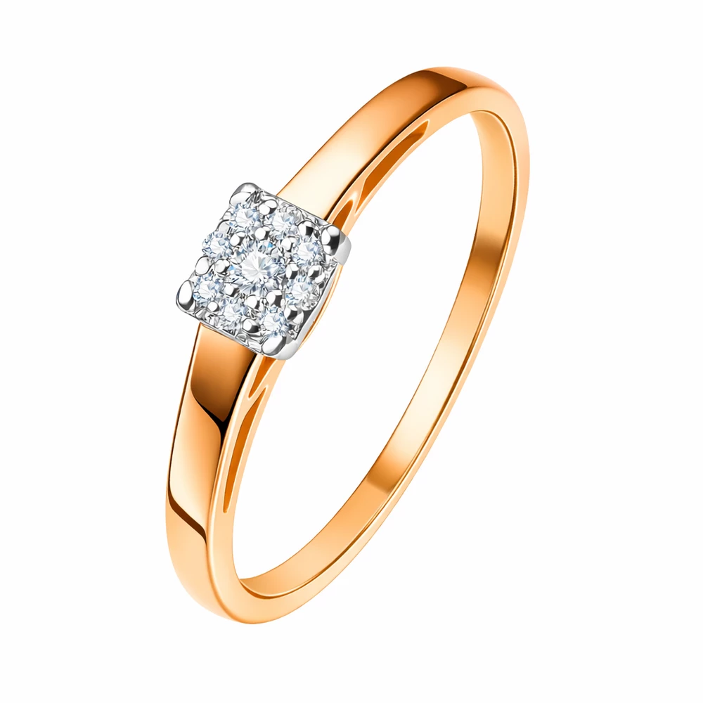 Кольцо с бриллиантами из красного золота 585 пробы