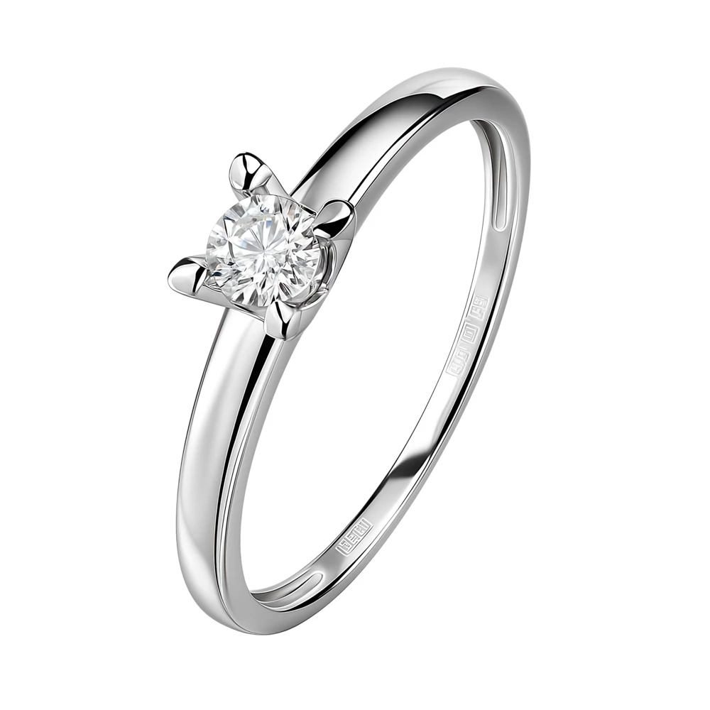 Кольцо с бриллиантом из белого золота 585 пробы