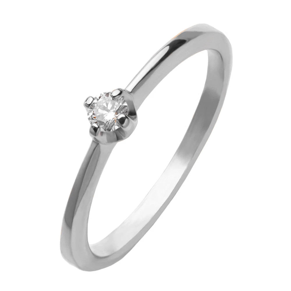 Кольцо с бриллиантом из белого золота 585 пробы