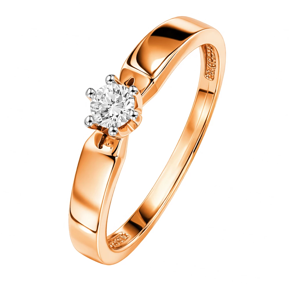 Кольцо с бриллиантом из красного золота 585 пробы Кольцо с бриллиантом из красного золота 585 пробы