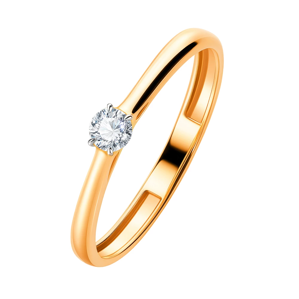 Кольцо с бриллиантом из красного золота 585 пробы