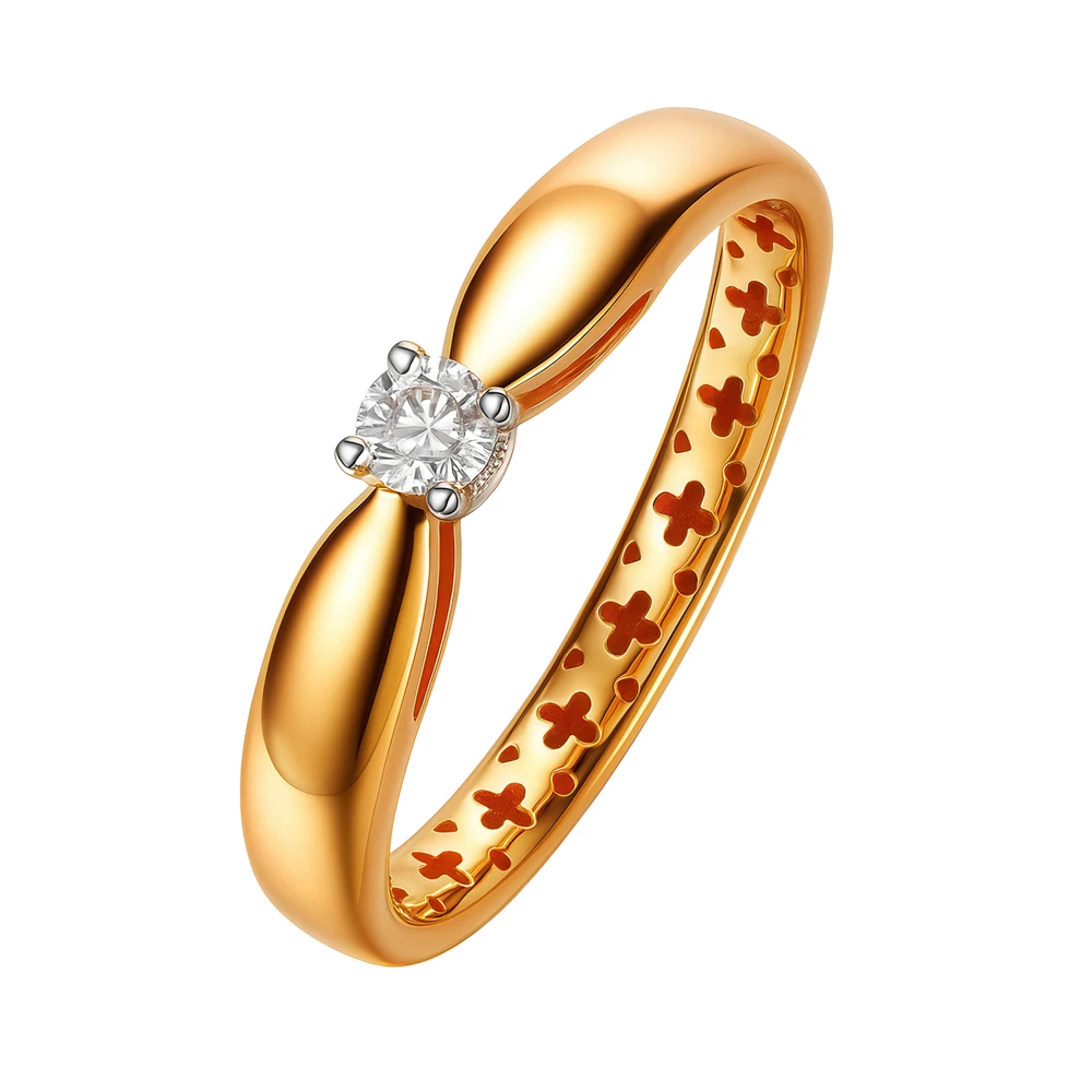 Кольцо с бриллиантом из красного золота 585 пробы Кольцо с бриллиантом из красного золота 585 пробы