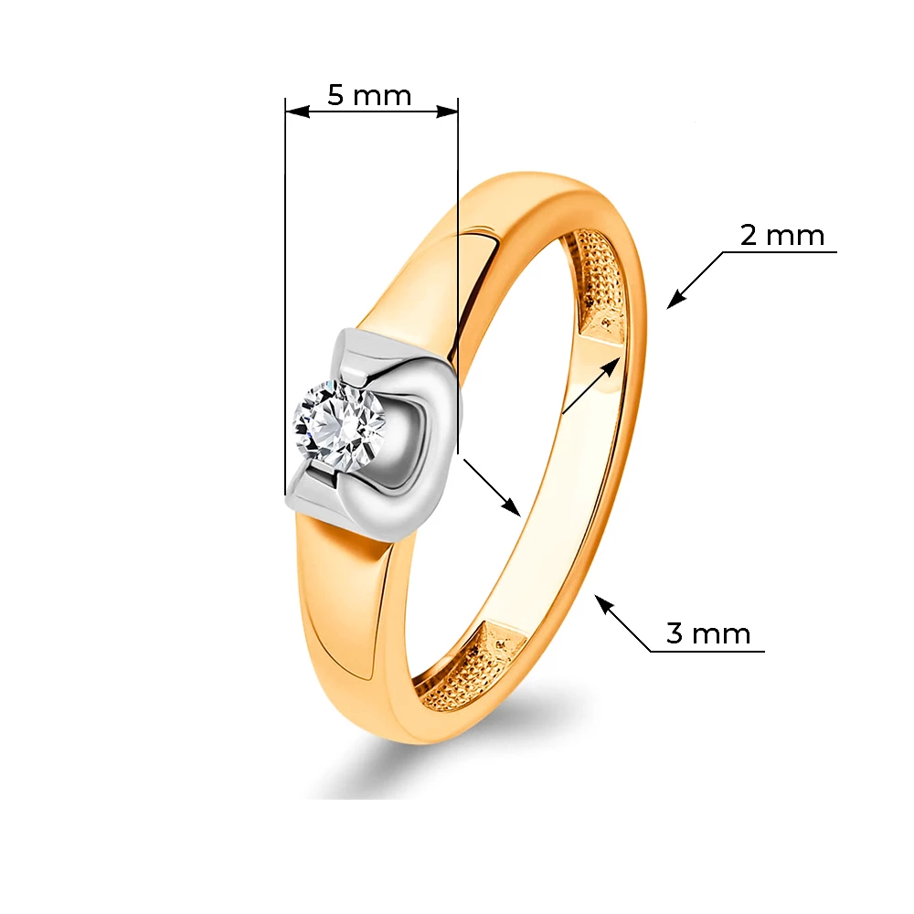 Кольцо с бриллиантом из красного золота 585 пробы