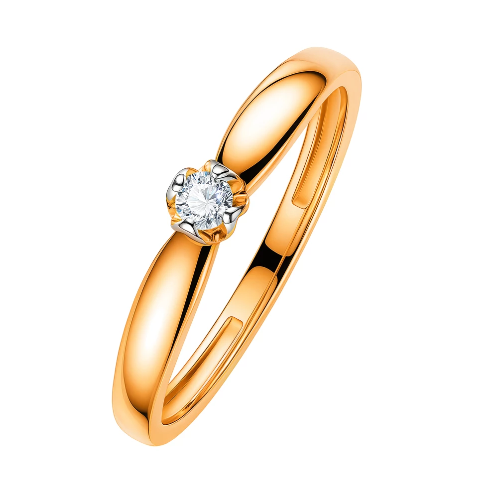 Кольцо с бриллиантом из красного золота 585 пробы Кольцо с бриллиантом из красного золота 585 пробы