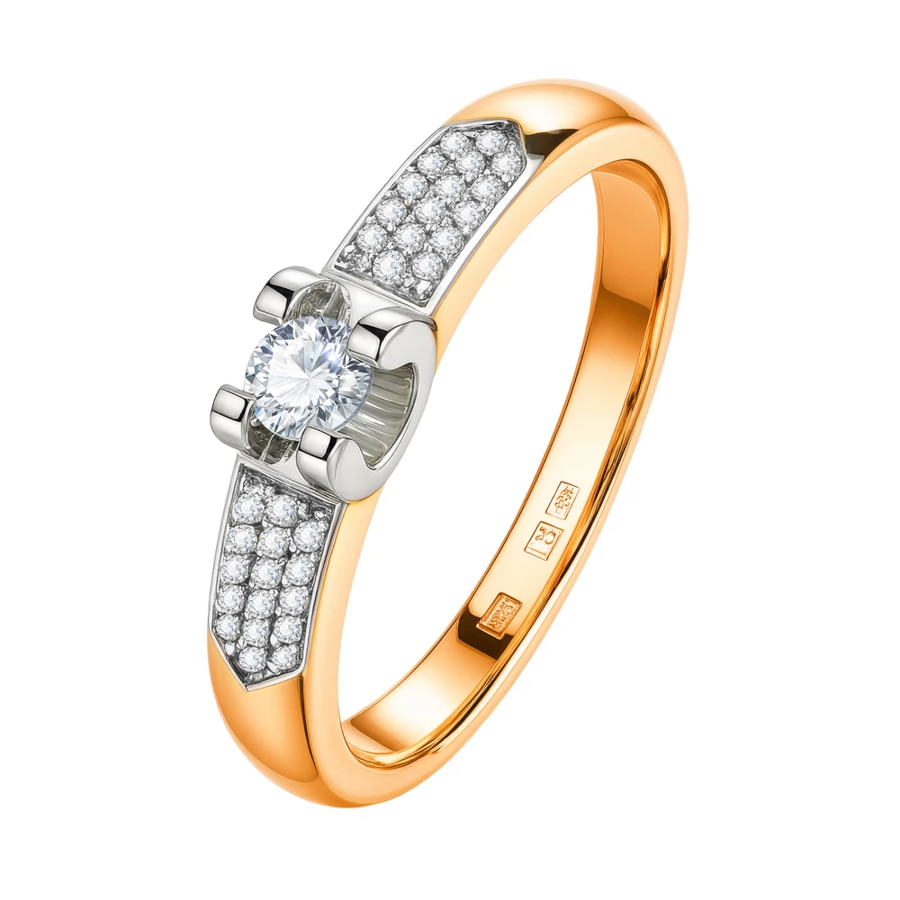 Кольцо с бриллиантами из красного золота 585 пробы Кольцо с бриллиантами из красного золота 585 пробы