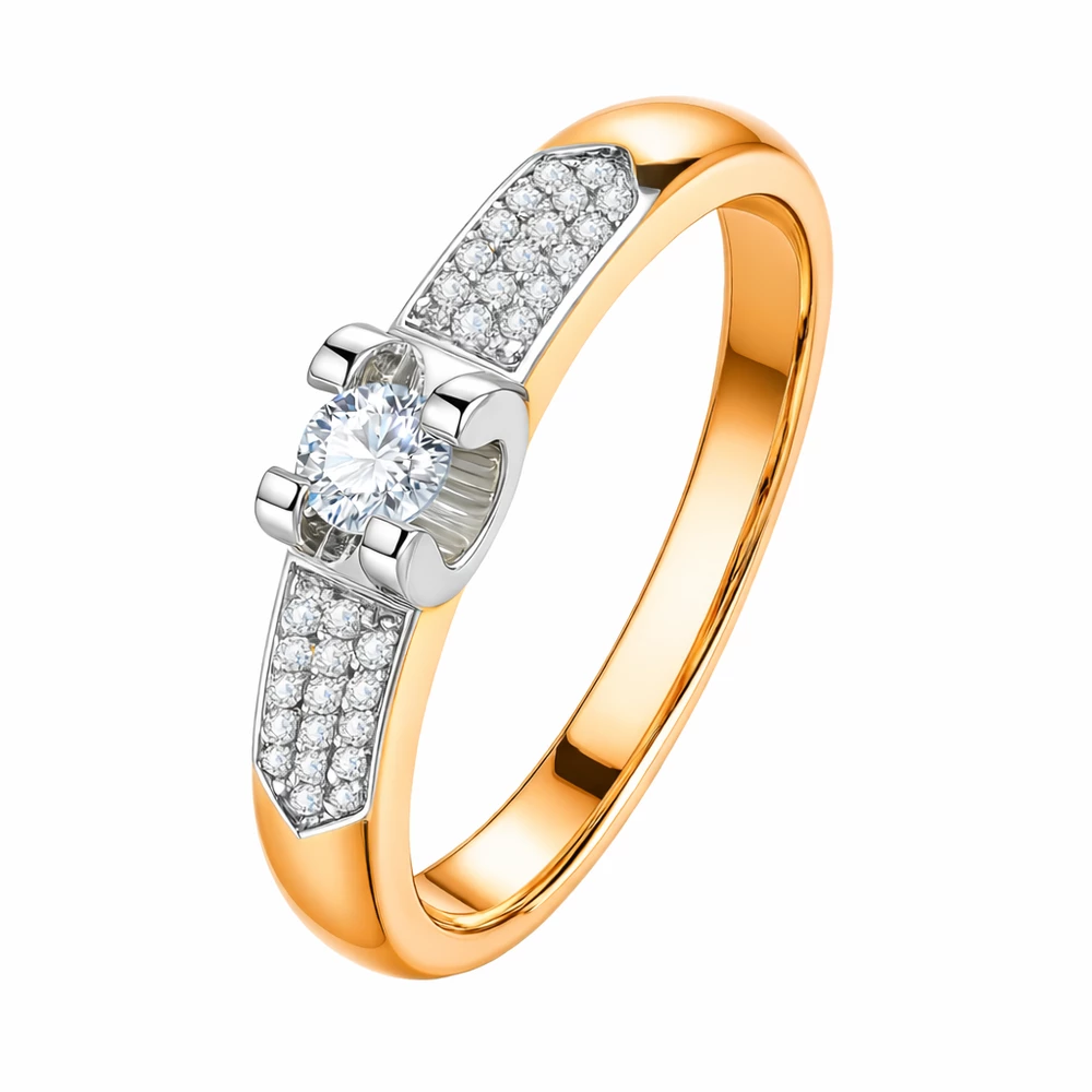 Кольцо с бриллиантами из красного золота 585 пробы