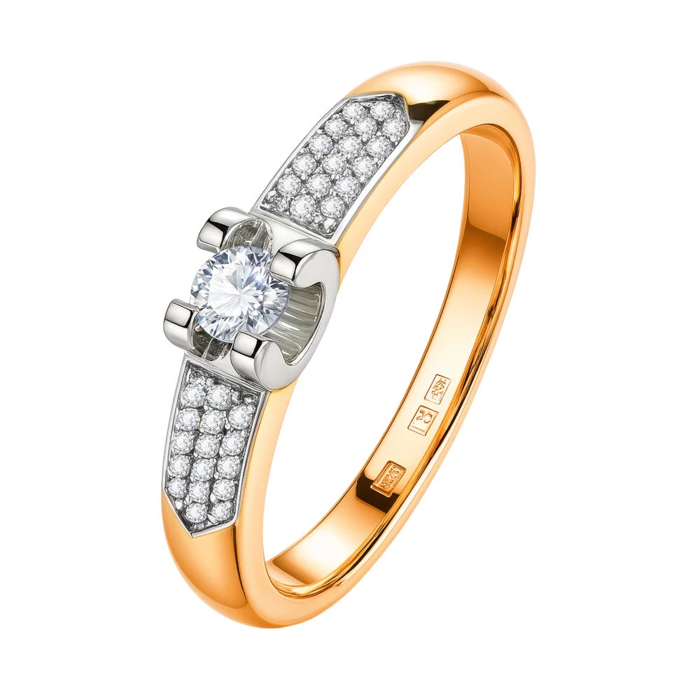 Кольцо с бриллиантами из красного золота 585 пробы