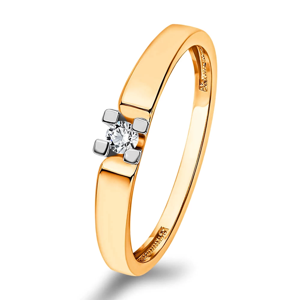 Кольцо с бриллиантом из красного золота 585 пробы