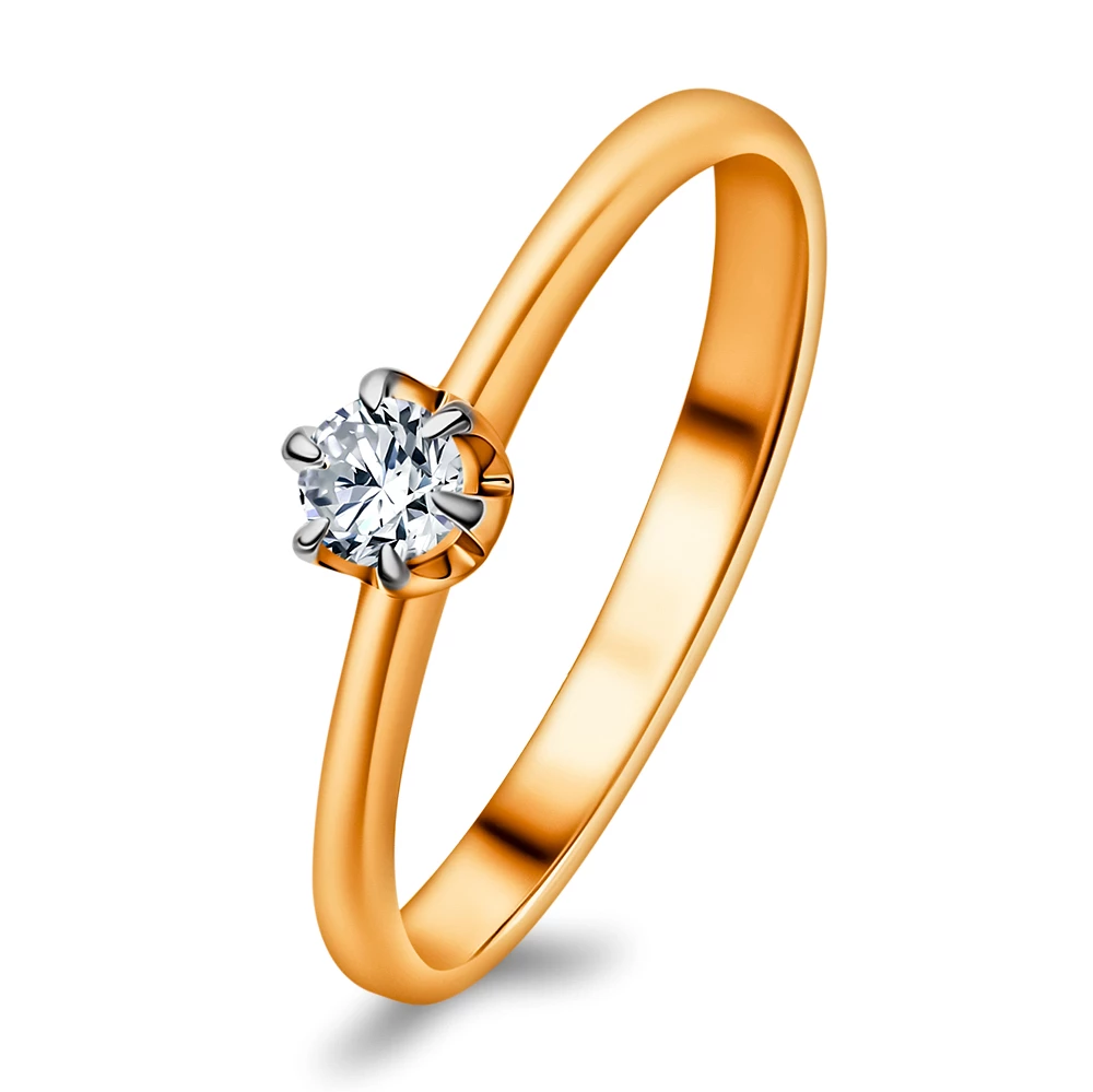 Кольцо с бриллиантом из красного золота 585 пробы