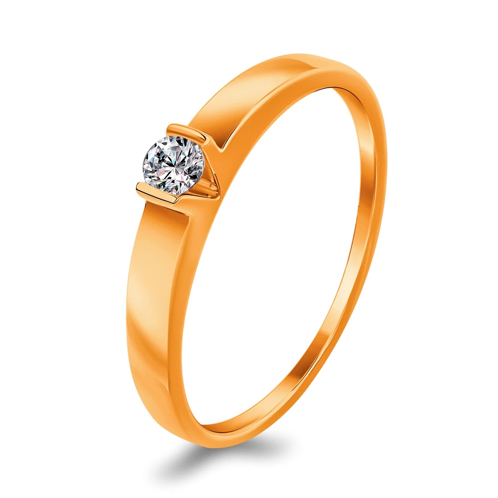 Кольцо с бриллиантом из красного золота 585 пробы