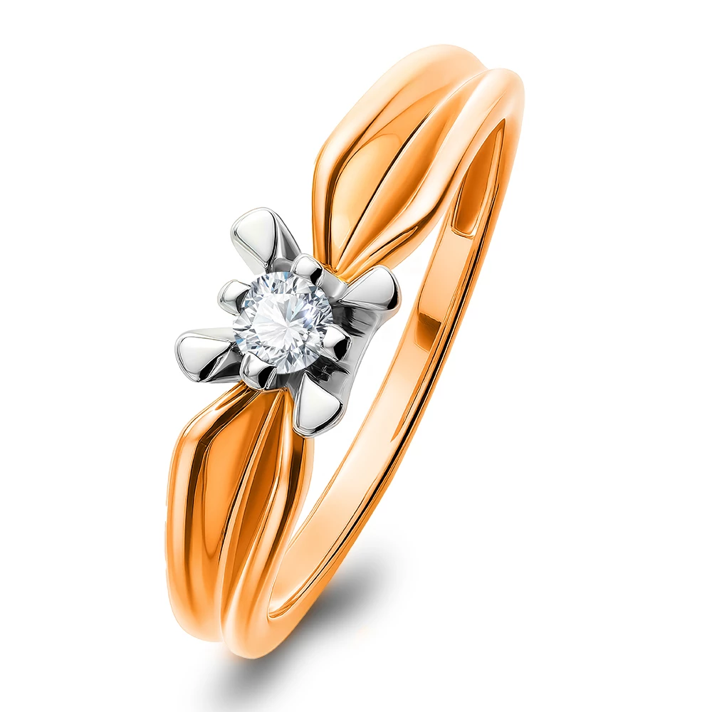 Кольцо с бриллиантом из красного золота 585 пробы