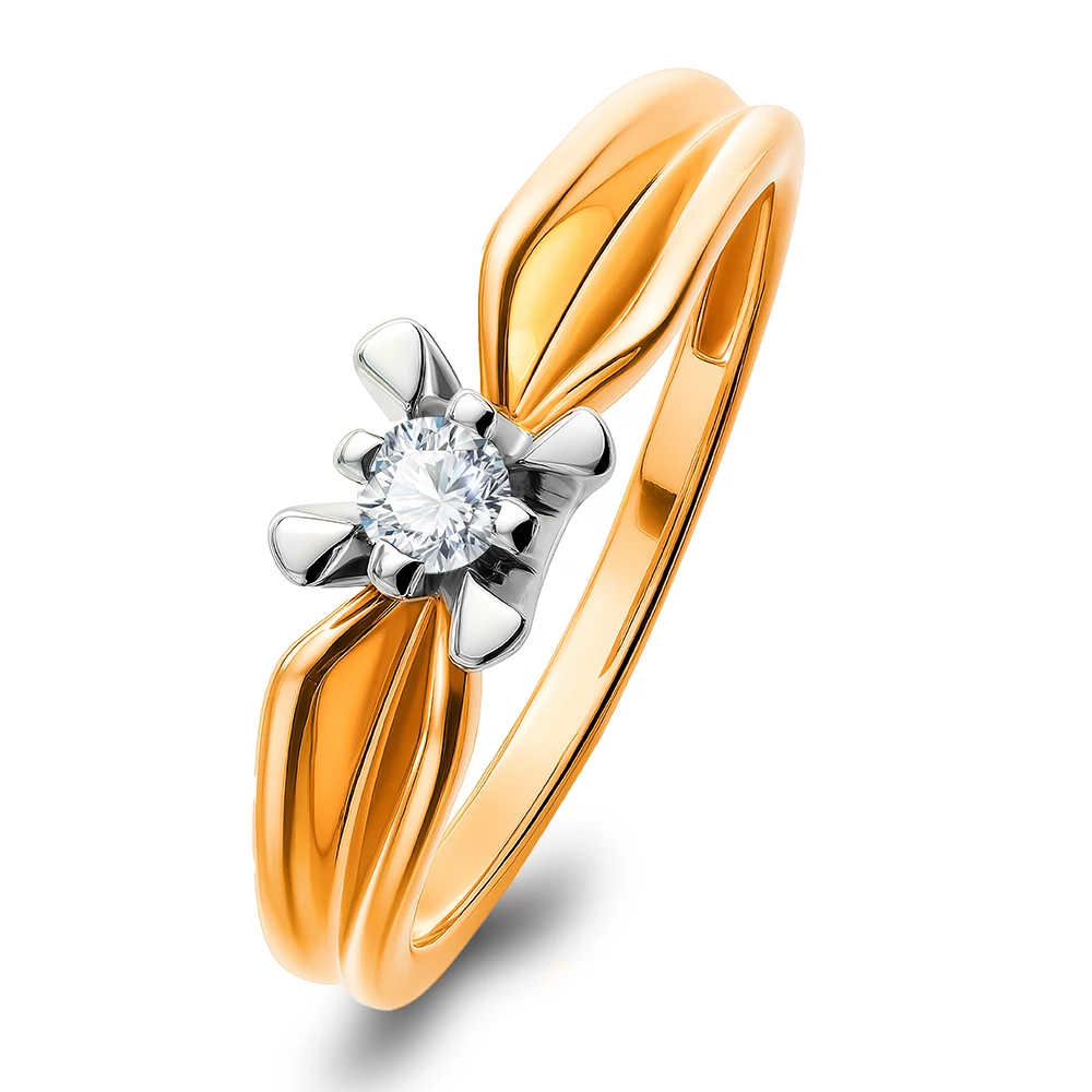 Кольцо с бриллиантом из красного золота 585 пробы Кольцо с бриллиантом из красного золота 585 пробы