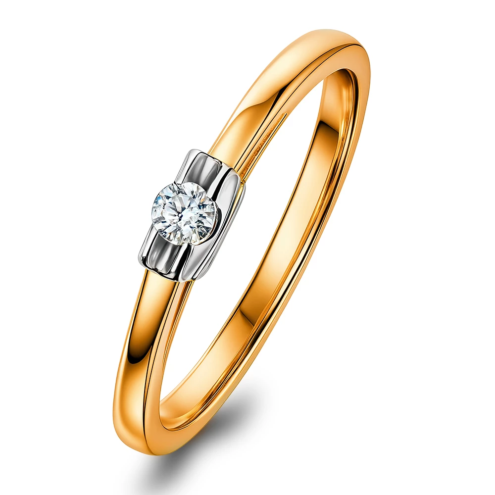 Кольцо с бриллиантом из красного золота 585 пробы