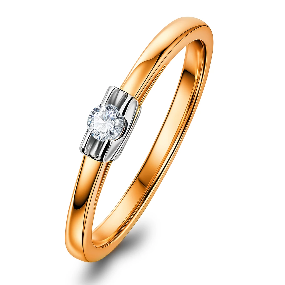 Кольцо с бриллиантом из красного золота 585 пробы