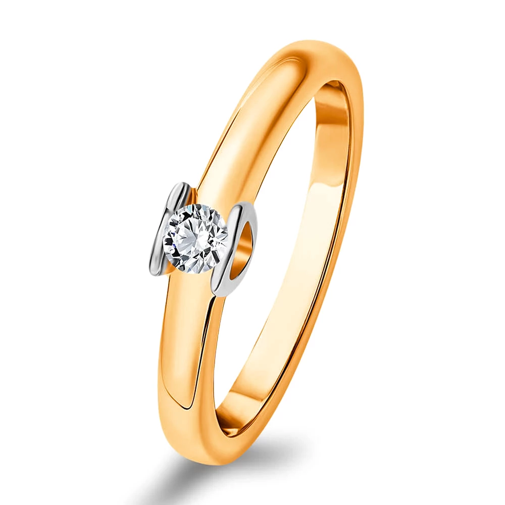 Кольцо с бриллиантом из красного золота 585 пробы