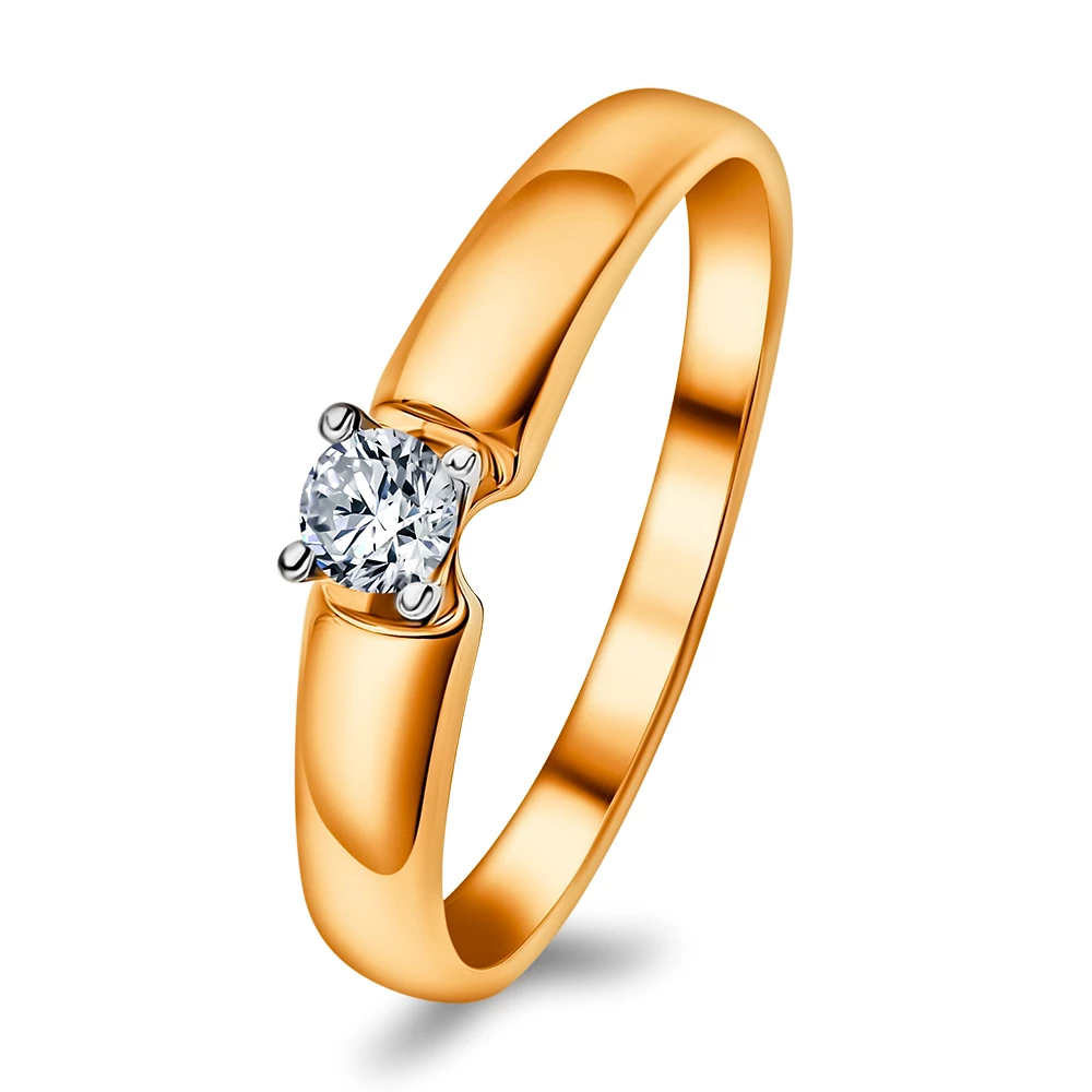 Кольцо с бриллиантом из красного золота 585 пробы