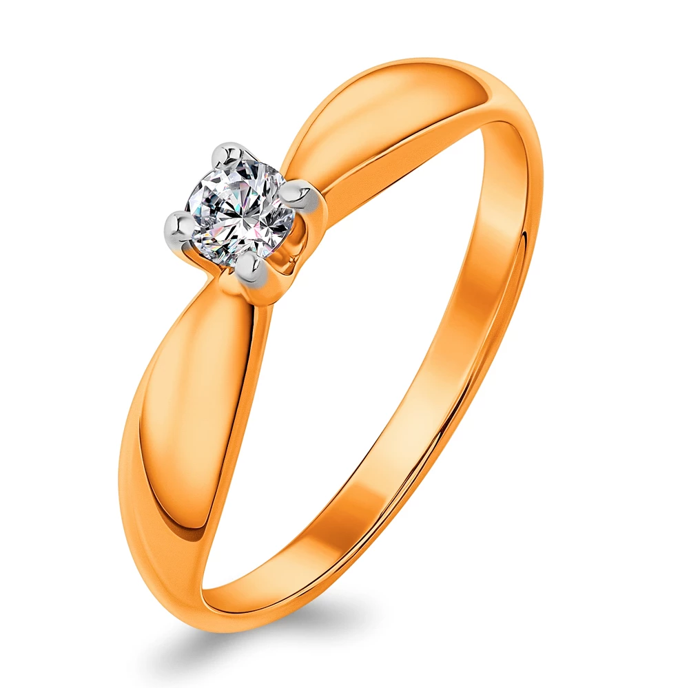 Кольцо с бриллиантом из красного золота 585 пробы