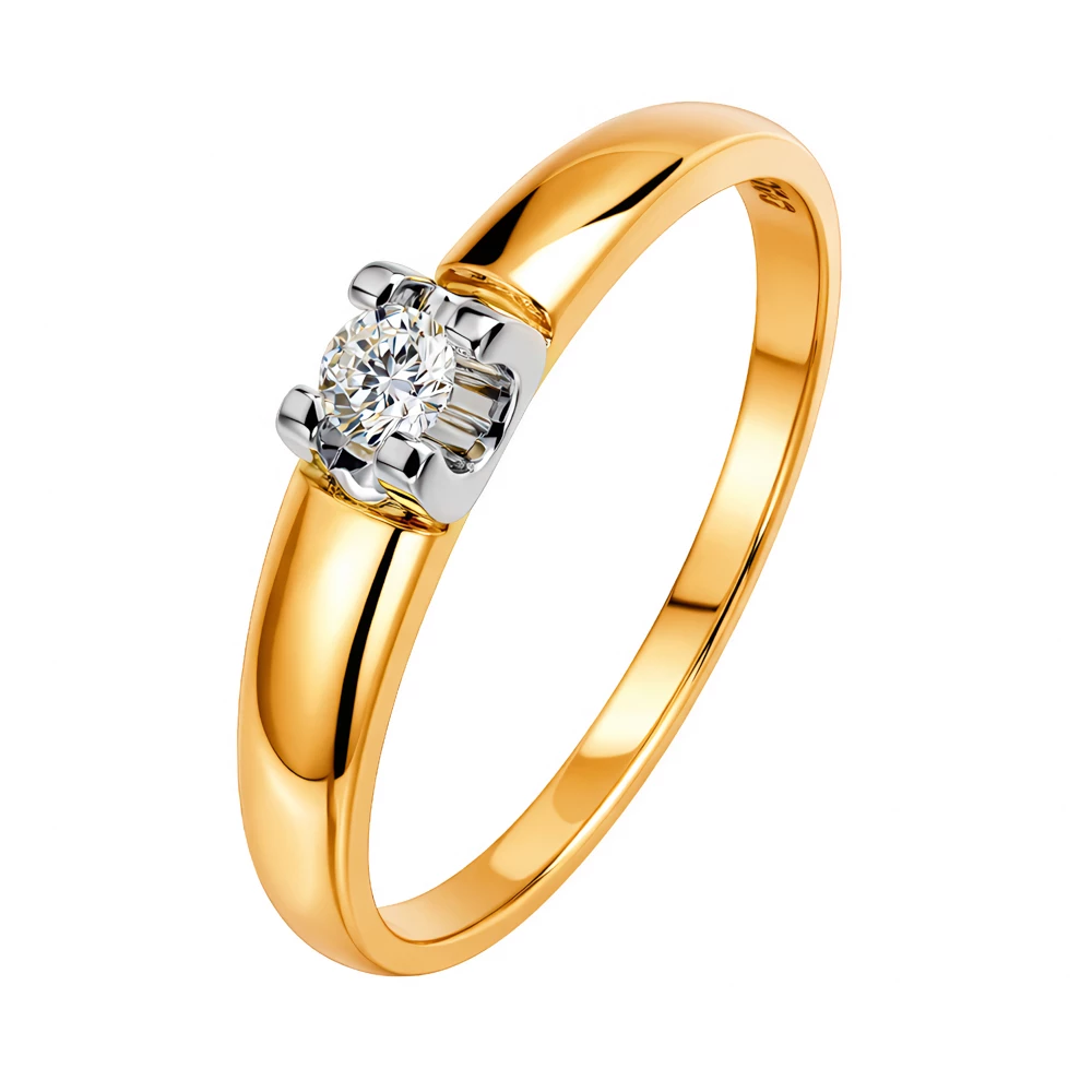 Кольцо с бриллиантом из красного золота 585 пробы