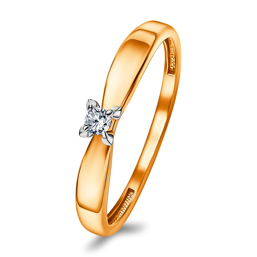 Кольцо с бриллиантом из красного золота 585 пробы