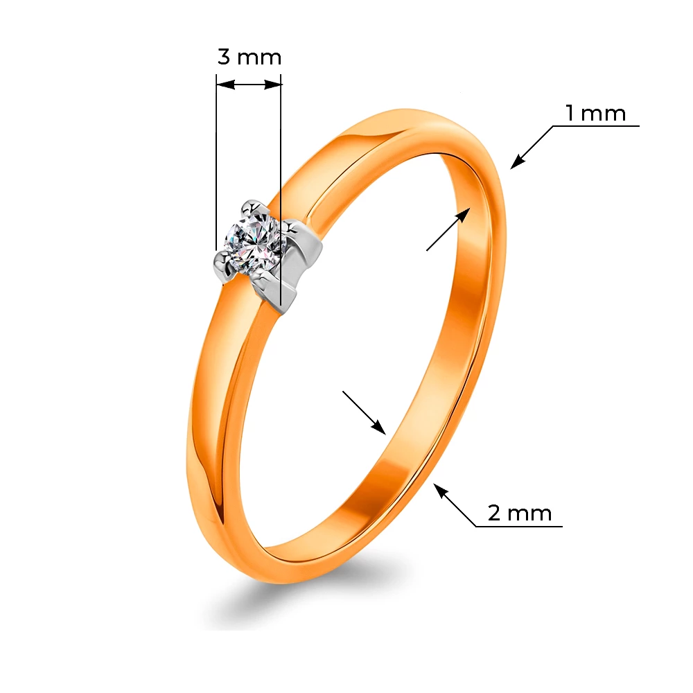 Кольцо с бриллиантом из красного золота 585 пробы